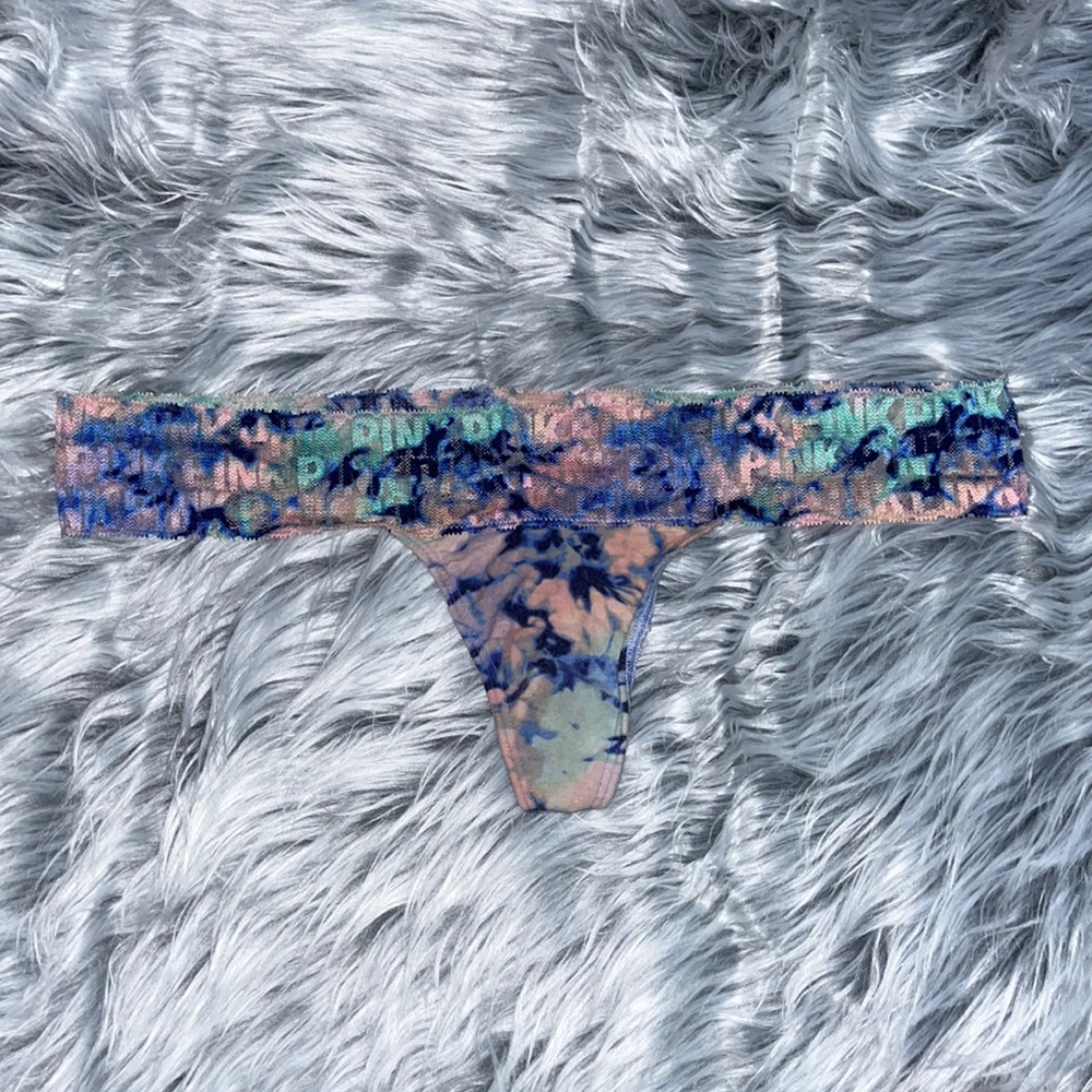 PINK Multicolor Lace Thong Panties
